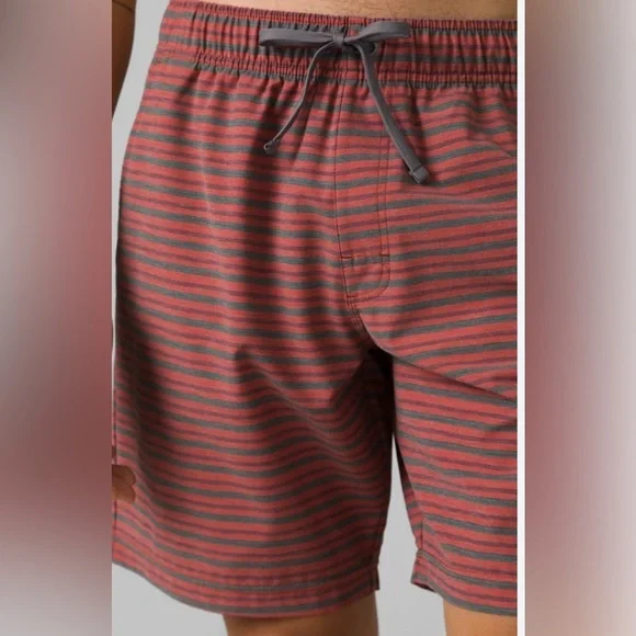 Prana Men’s Metric E-waist Board shorts Rust Stripe NWT Size XL - Picture 2 of 4